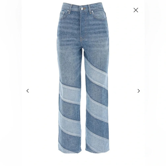 Ganni High-Rise Diagonal Striped Jeans - Picture 4 of 11